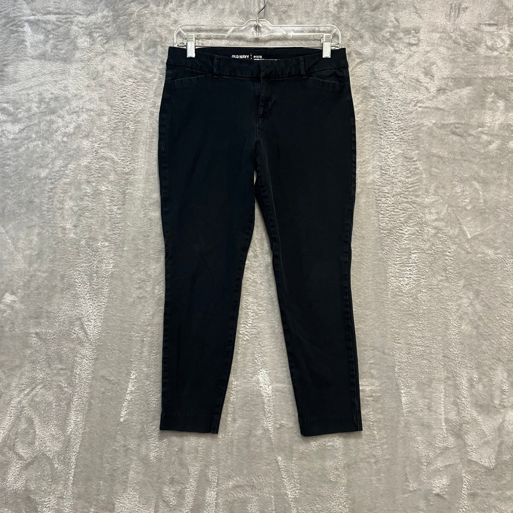 Old Navy Pixie Pants Womens 6 Black Never-Fade Ankle Chino Stretch Slim Tapered